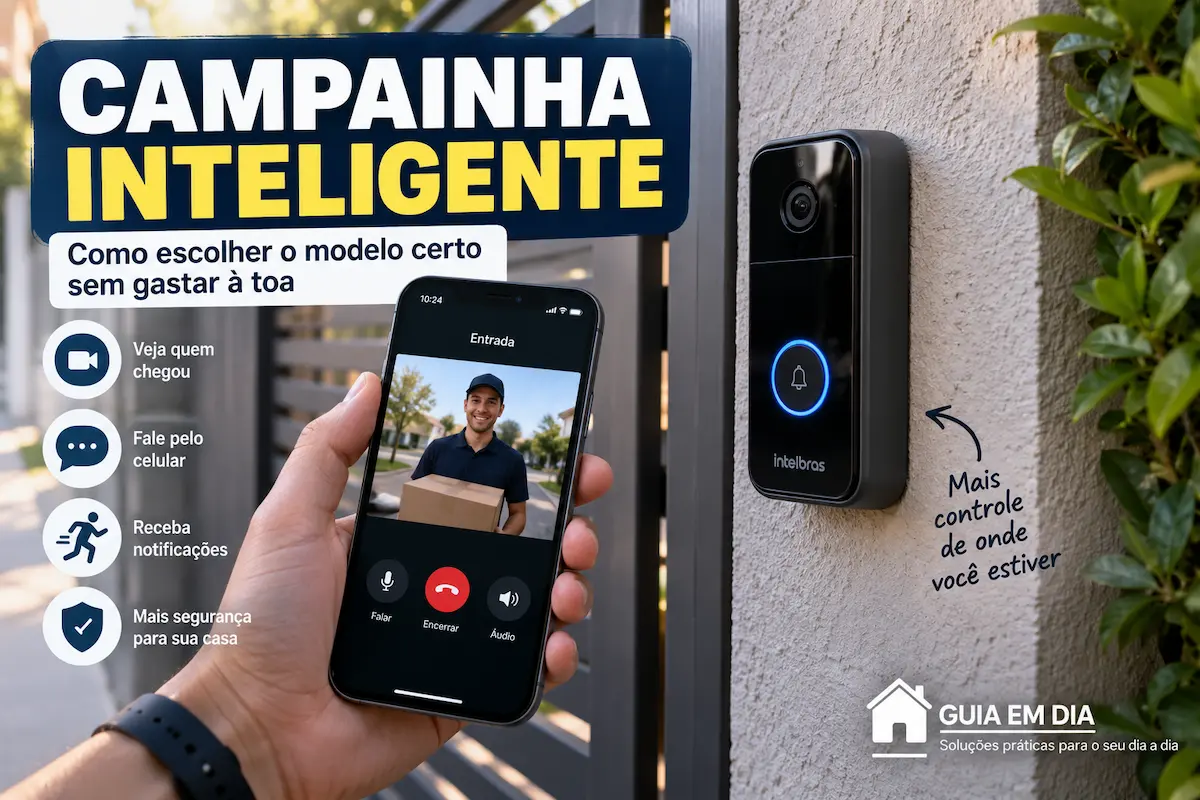 Campainha inteligente instalada na entrada de uma casa