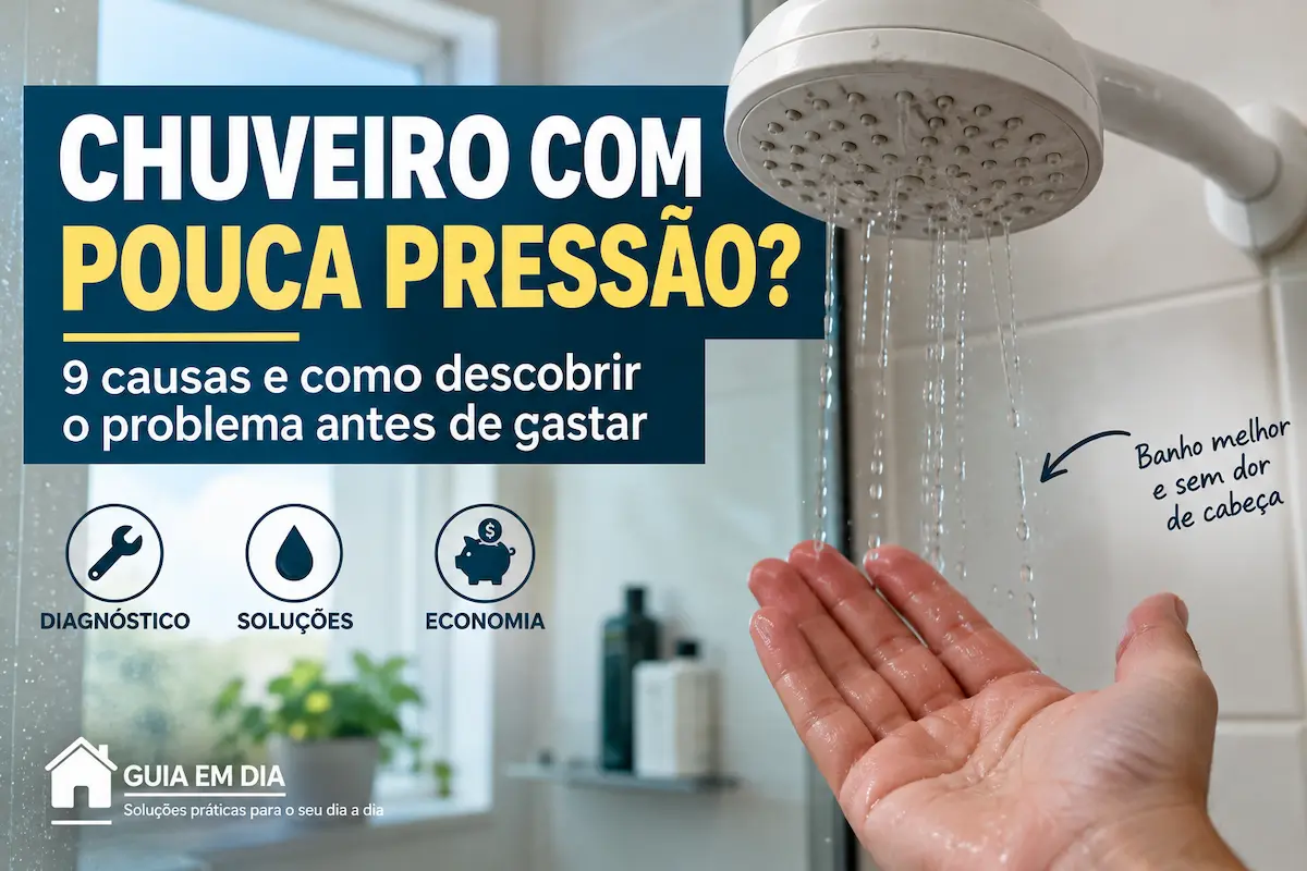 Chuveiro com pouca pressão e jato de água fraco no banheiro