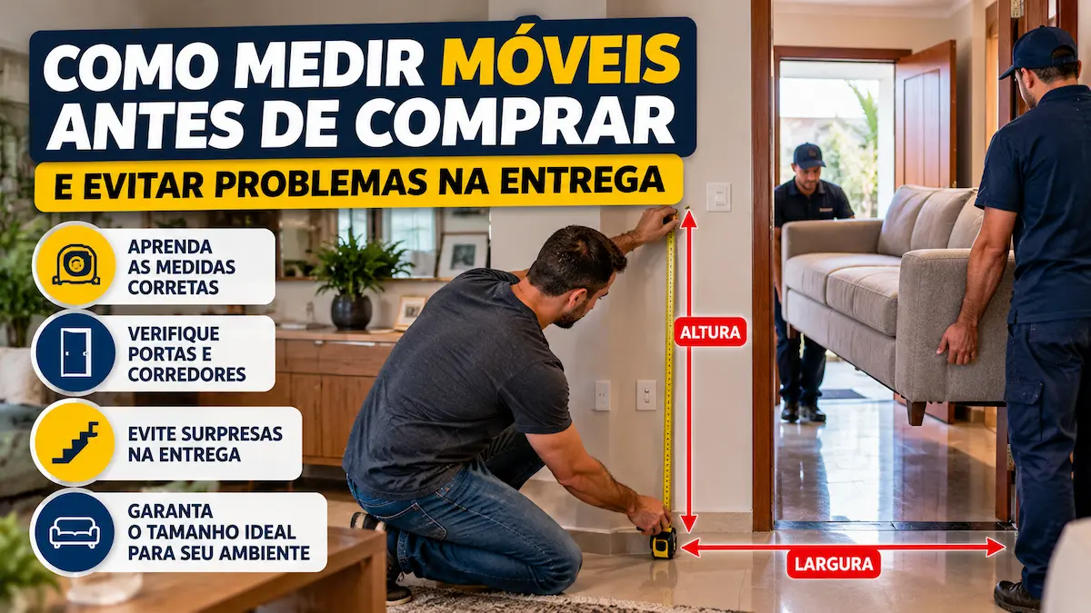 Como medir móveis antes de comprar e evitar problemas na entrega, conferindo altura, largura, portas e corredores.