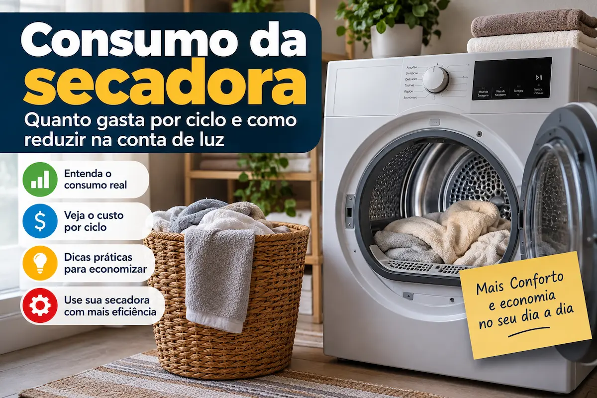 Consumo da secadora de roupas e economia de energia