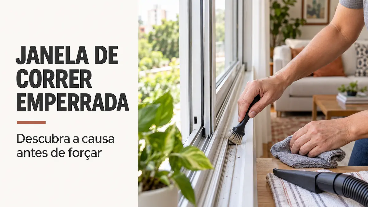Limpeza do trilho de uma janela de correr emperrada