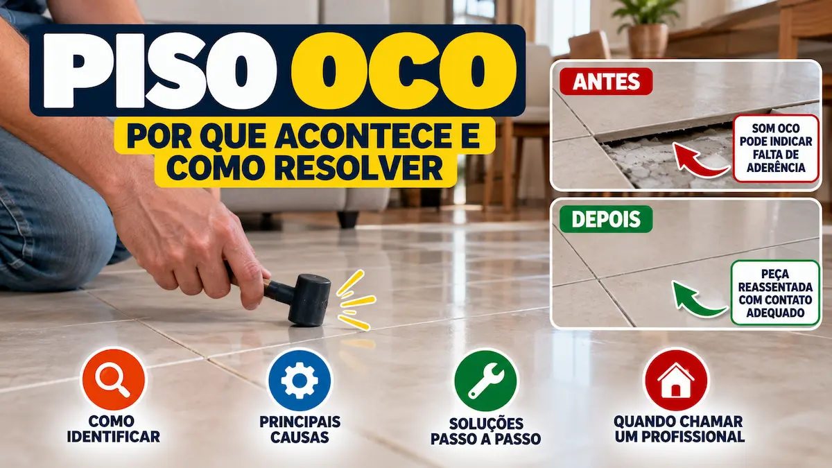 Piso oco sendo identificado por teste de percussão antes do reassentamento da peça.