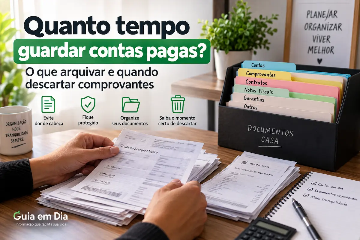 Quanto tempo guardar contas pagas e comprovantes